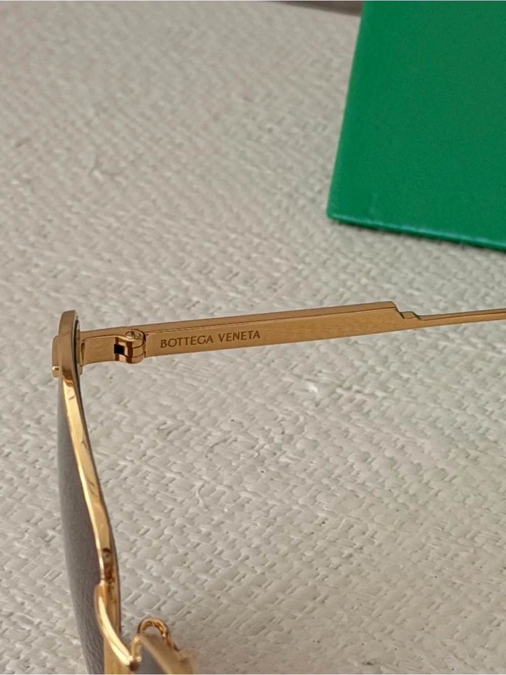 Bottega Veneta Gold Frame Sunglasses with Brown Lenses